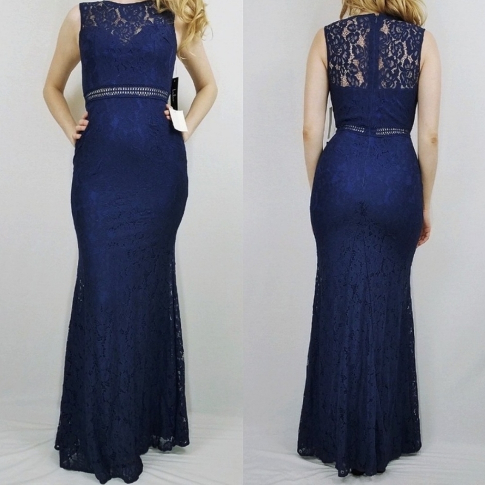 Lulus Music of the Heart Navy Blue Lace Maxi Dress